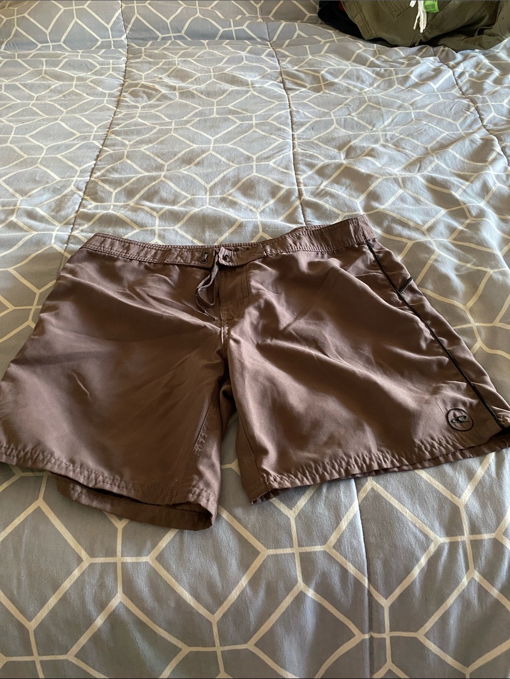 Women’s Quick-Dry Purplish Brown Swim Trunks with Drawstring Waist